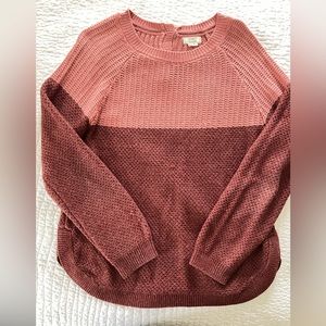 Color Block Sweater | Warm Coral & Brick | Size M